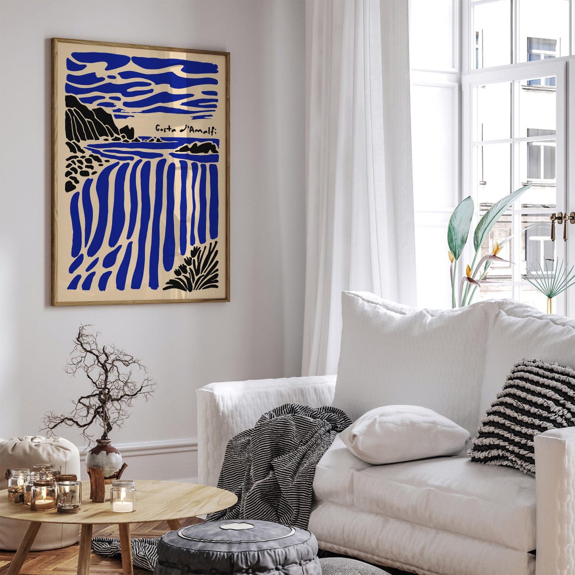 Costa DAmalfi Abstract Blue Wave Italian Coastline Art Poster - Image 6