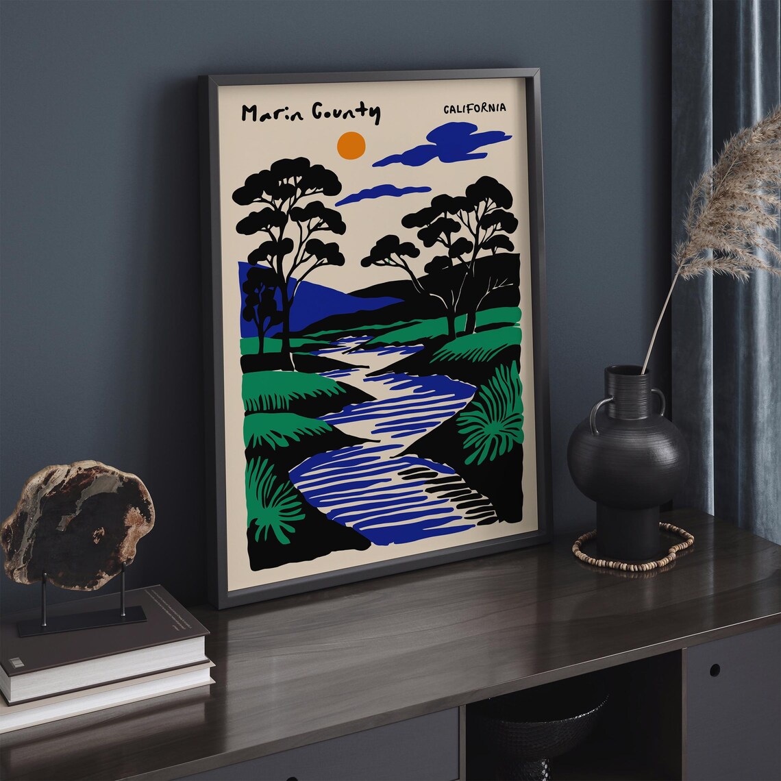 Marin County California River Landscape Vintage Travel Poster - Image 3