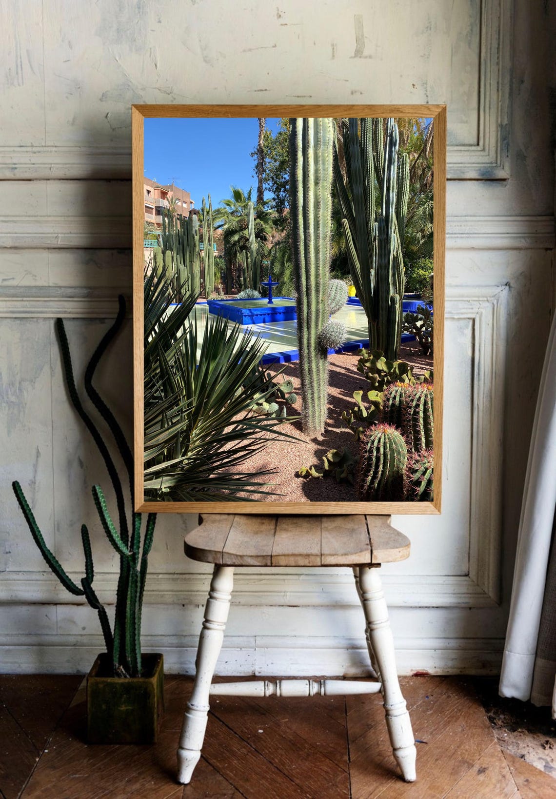 Jardin Majorelle Blue Pool Cactus Garden Morocco Photography Poster - Image 2