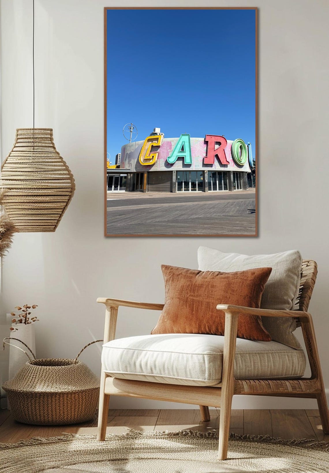Retro Carousel Building Boardwalk Neon Letter Sign Photo Poster - Image 4