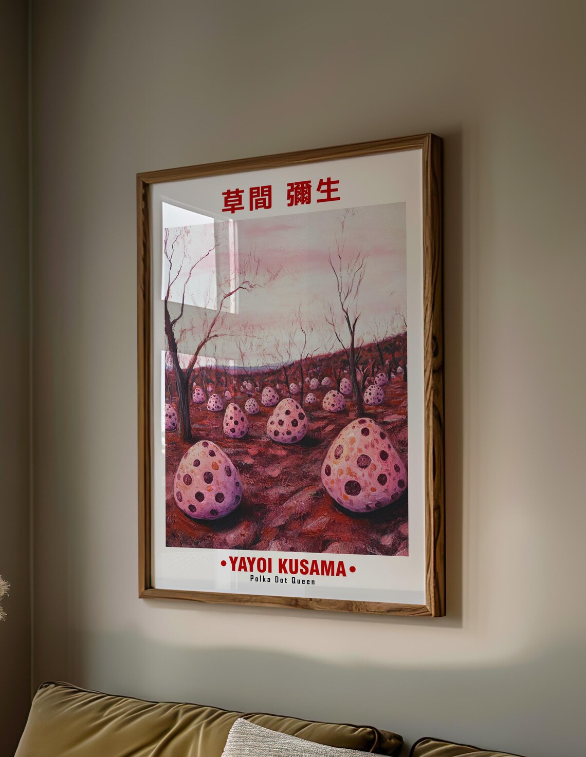 Yayoi Kusama-Inspired Pink Pumpkins Winter Forest Art Poster - Image 2