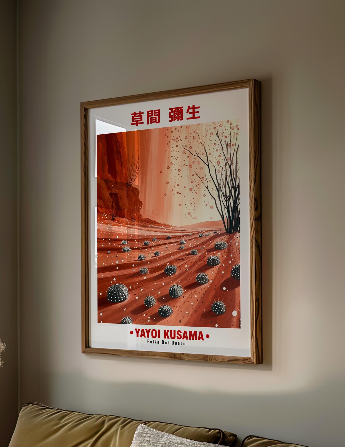 Black Barrel Cacti Red Canyon Desert Yayoi Kusama Inspired Poster - Image 2