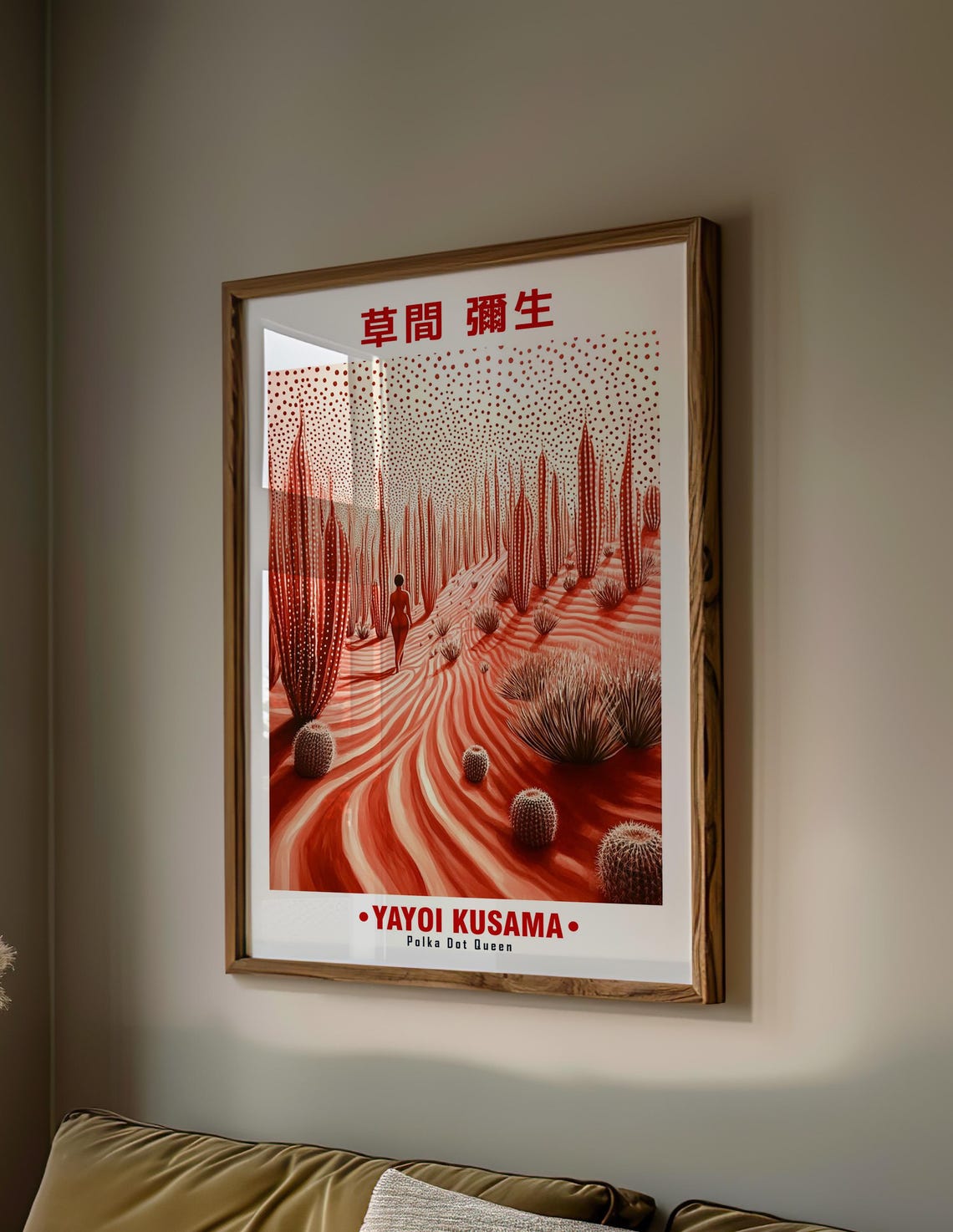 Lone Figure Red Cactus Forest Desert Yayoi Kusama Inspired Poster - Image 2