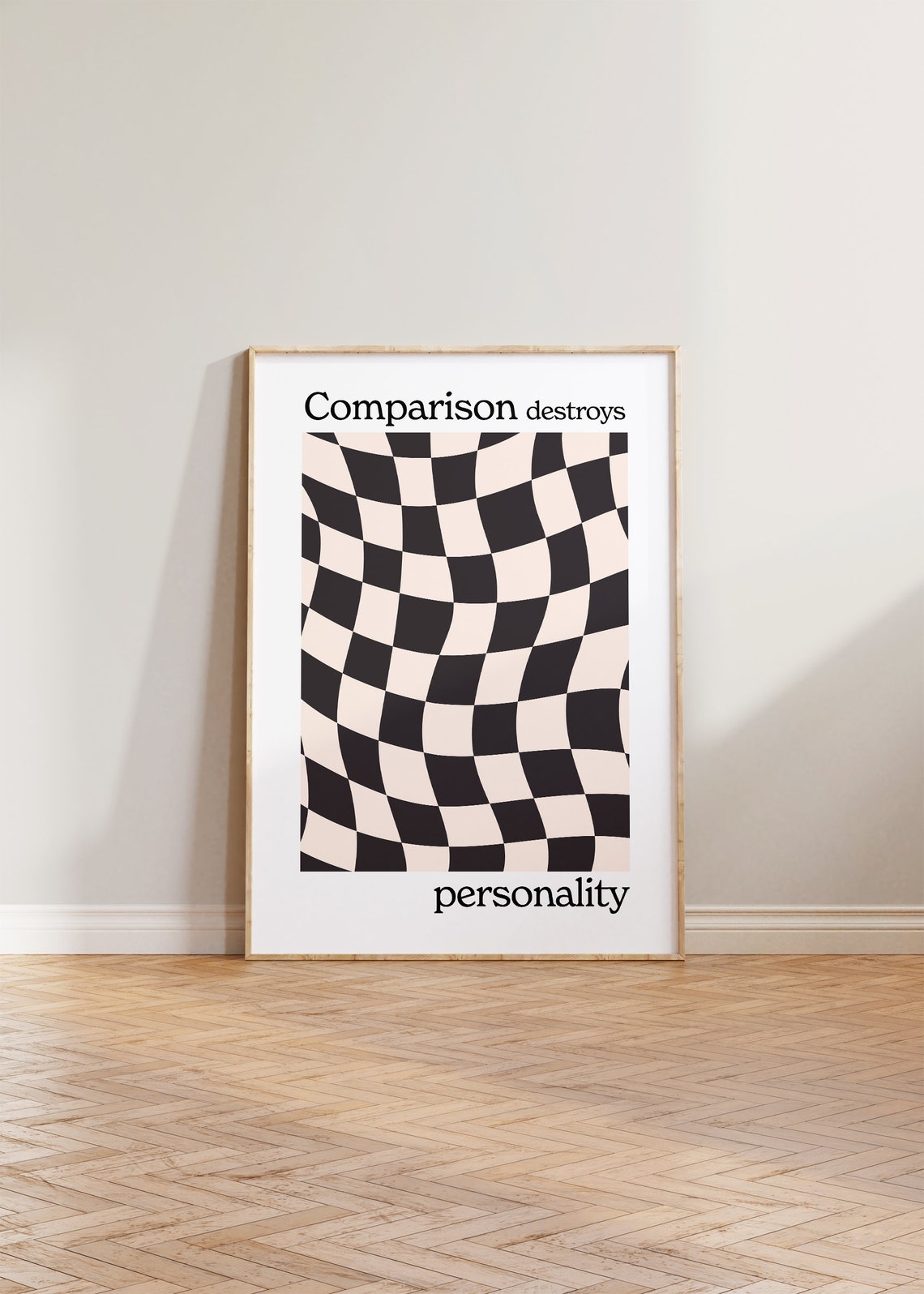 Checkered Print Comparison Destroys Personality, Abstract Quote