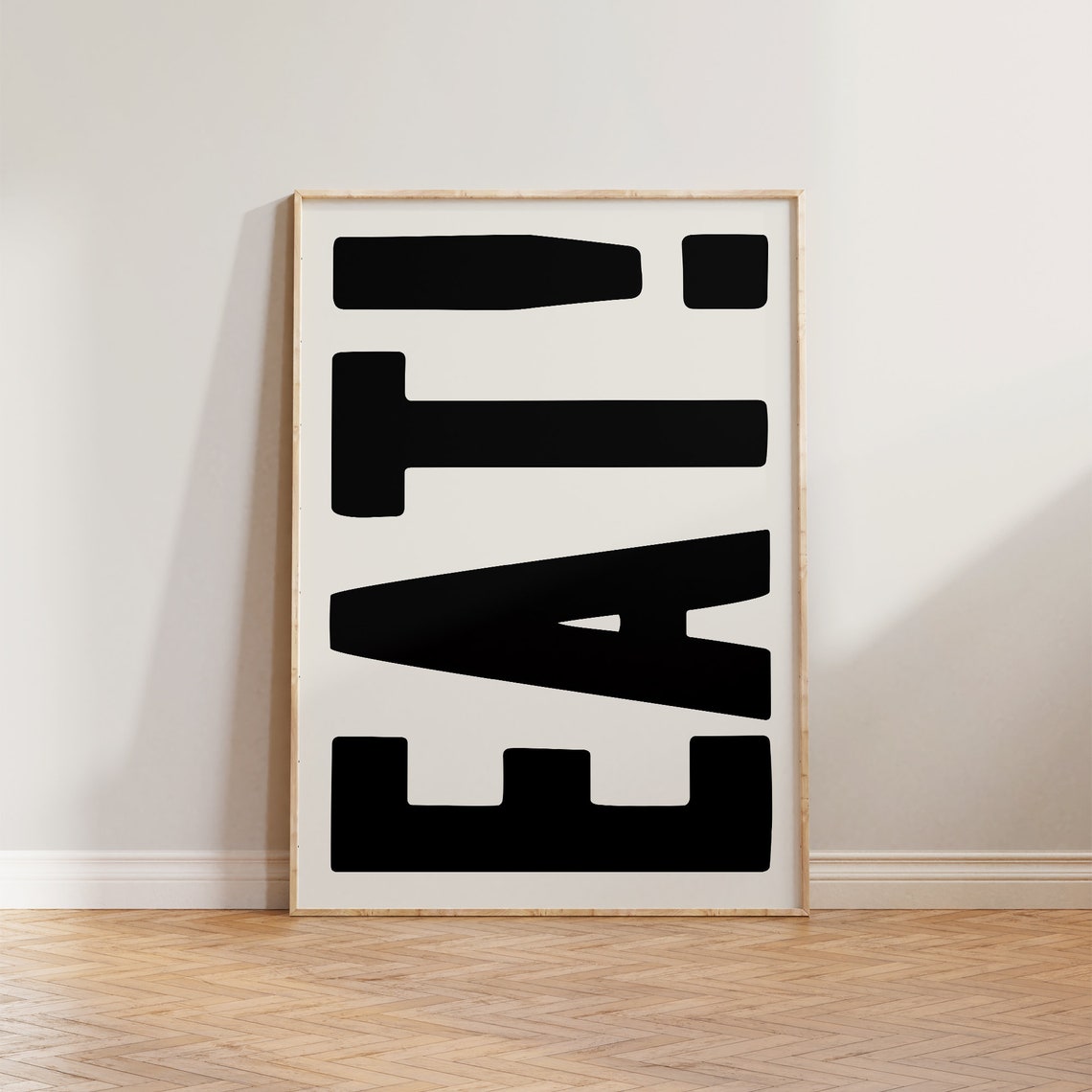 Bod Typography Eat Print, Minimalist Dining Room Art Print