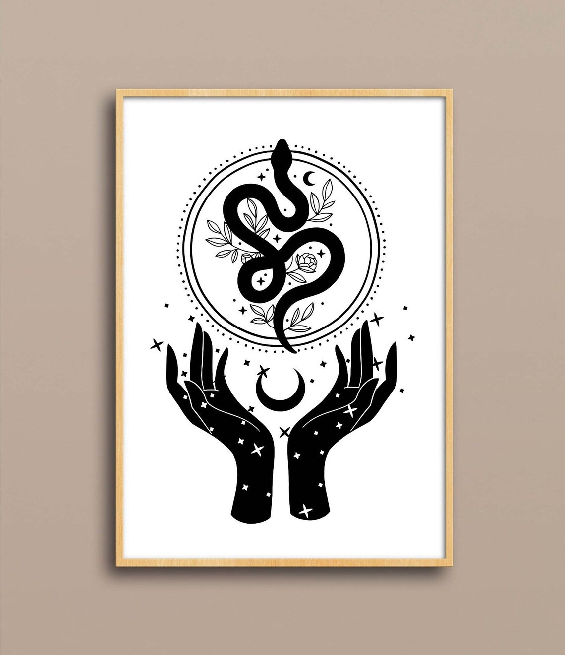 Celestial Mystic Snake Moon Stars Art Print - Image 2
