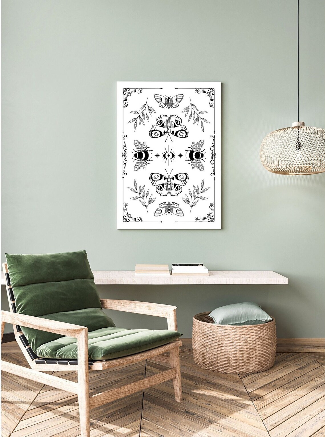 Vintage Pinned Butterfly Bee Moth Botanic Poster - Image 4