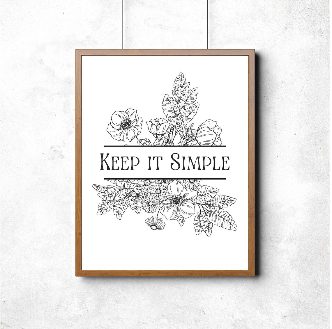 Keep It Simple Botanical Line Art Floral Minimalist Quote Poster - Image 4