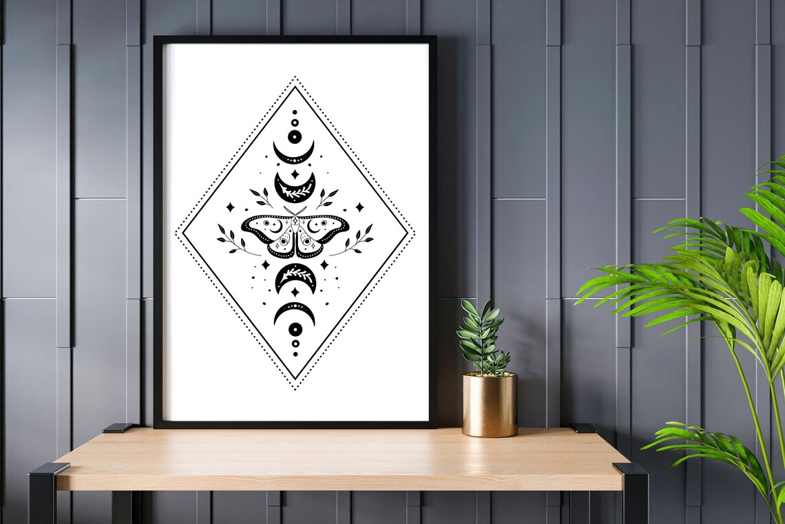 Celestial Mystic Moon Phase Stars Butterfly Print - Image 4