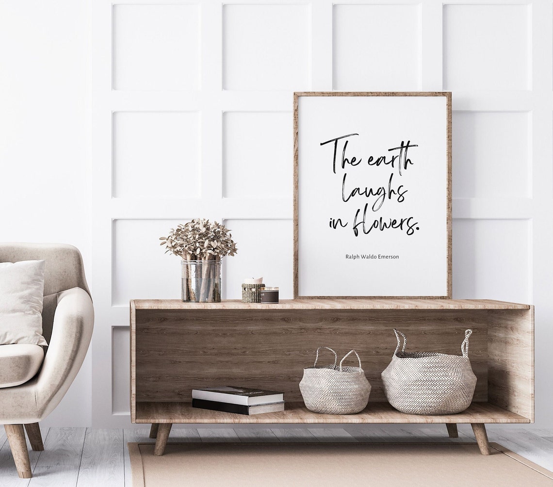 The Earth Laughs in Flowers Emerson Quote Brush Script Poster - Image 3