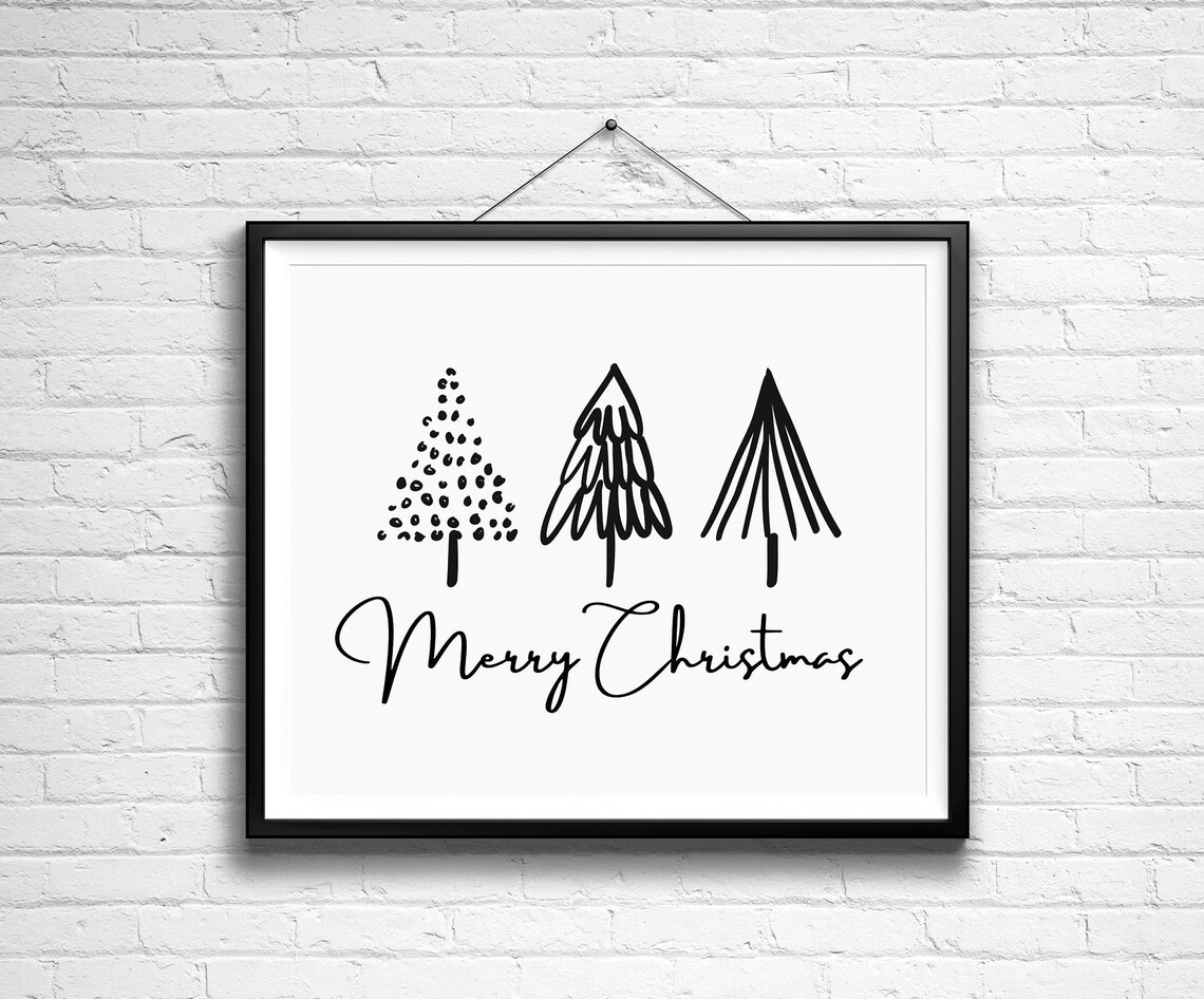 Merry Christmas Trees Minimal Scandi Holiday Poster - Image 5