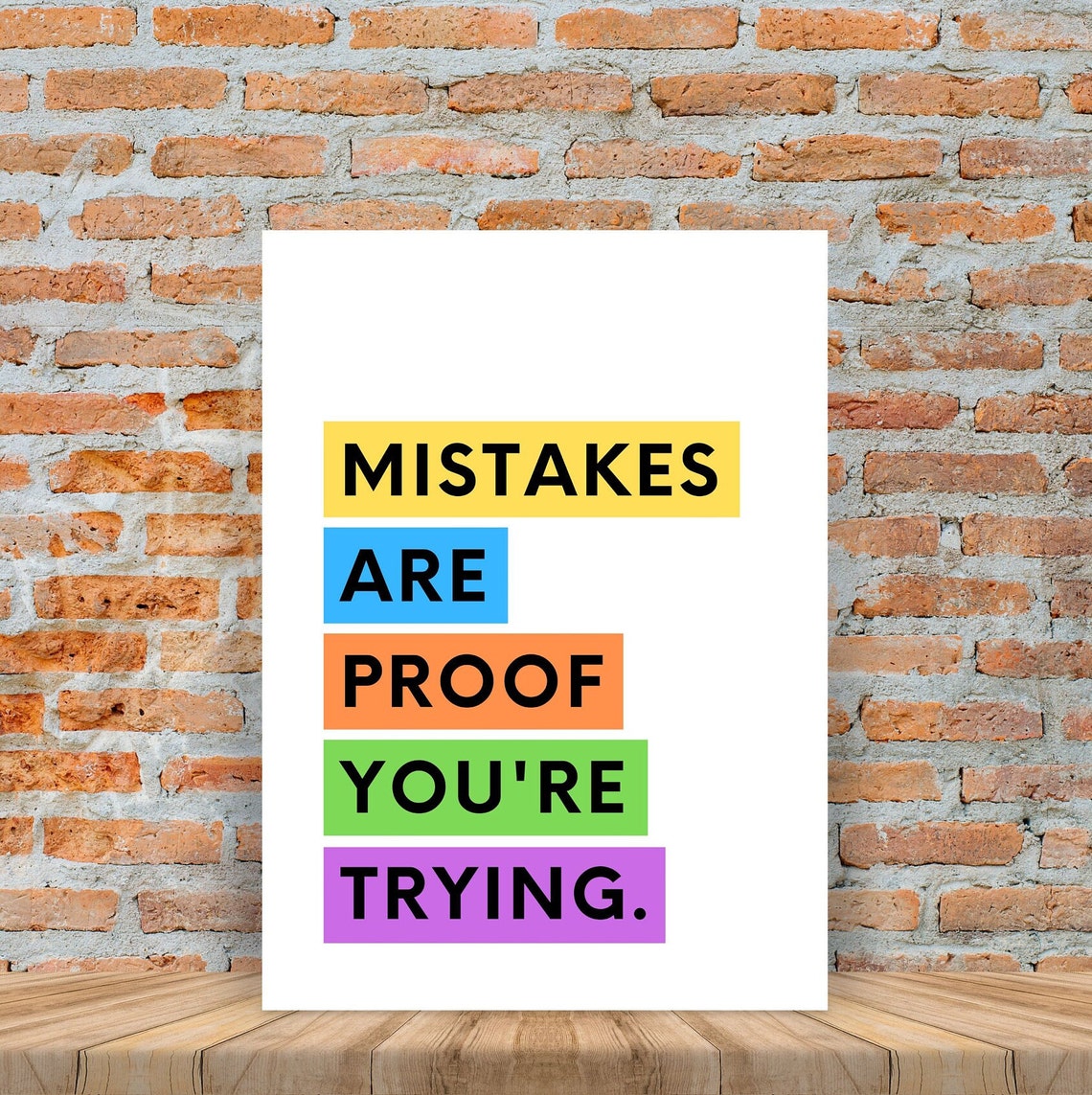 Mistakes Are Proof You Are Trying Colorful Block Lettering Poster - Image 4