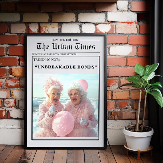 Customizable Newspaper Style Friendship Print Modern Girly Room Decor