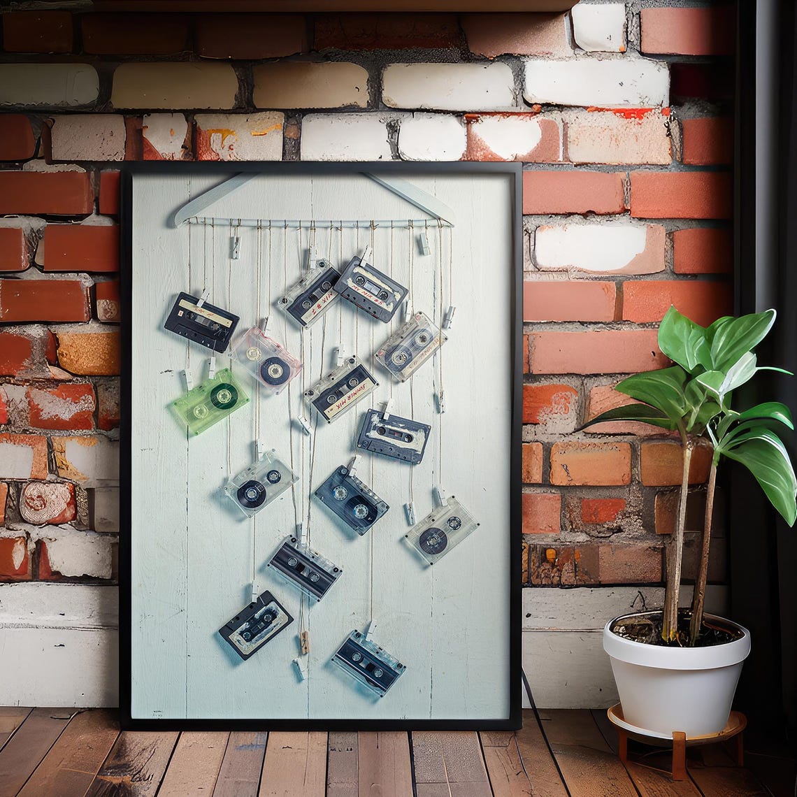 Vintage Cassette Tapes Hanging Mobile Retro Music Decor Poster