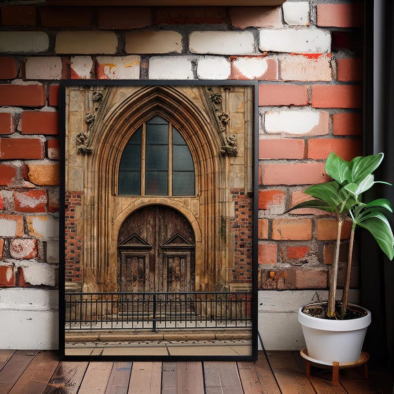 Gothic Cathedral Doorway Canvas Print European Architecture Wall Art