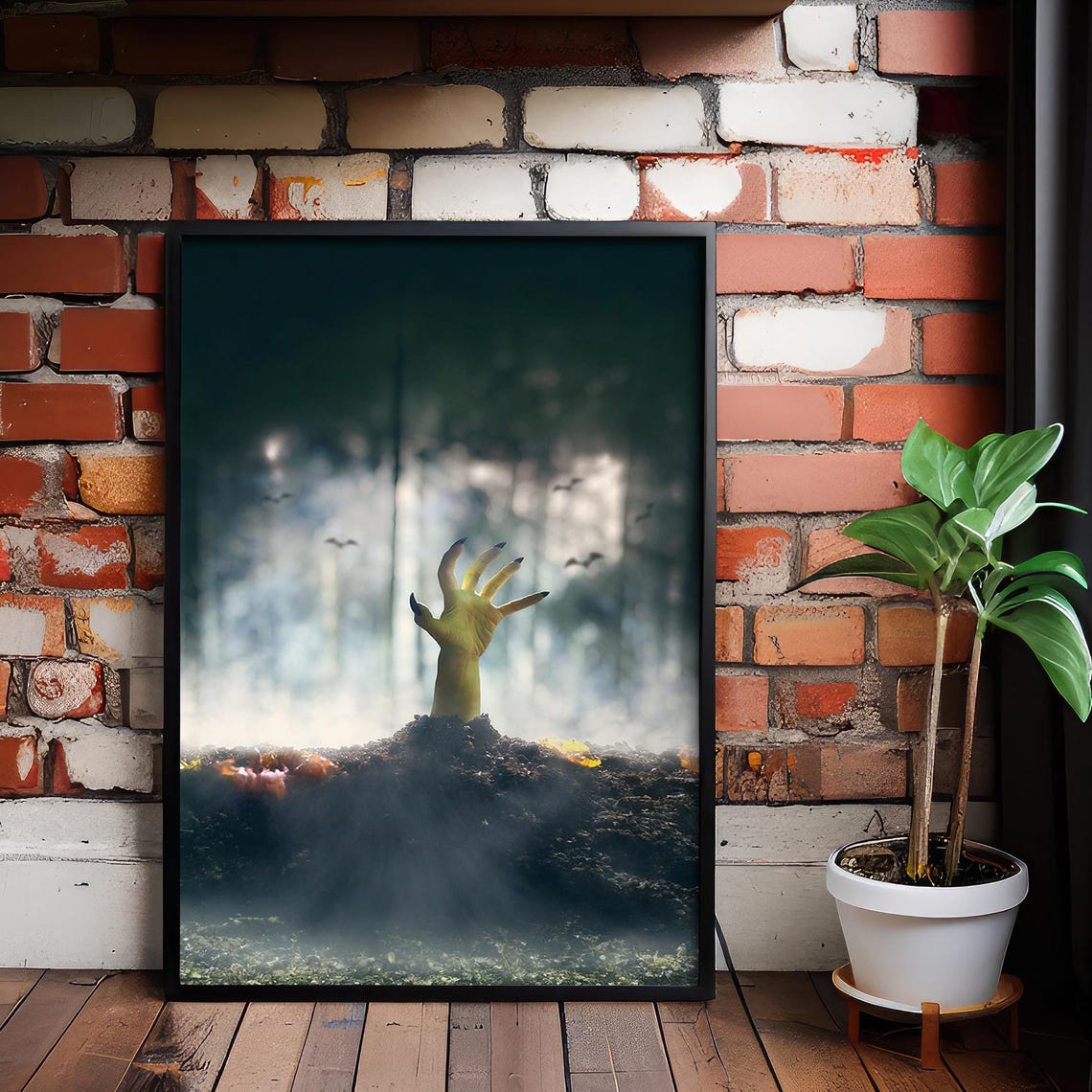 Halloween Poster For Gothic Home Decor Creepy Forest Hand Wall Art