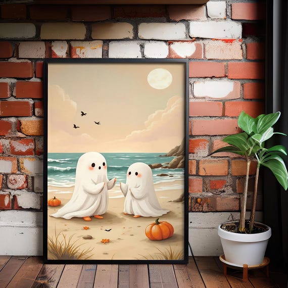 Summerween Print Set Coastal Halloween Vintage Art