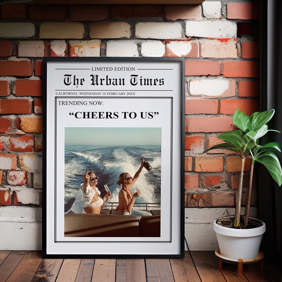 Customizable Friendship Newspaper Style Cheers To Us Best Friends Poster