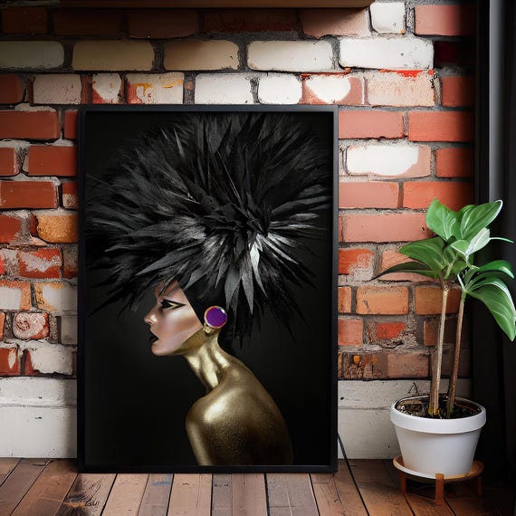 Avantgarde Fashion Wall Art Bold Gold Portrait Poster For Modern Decor
