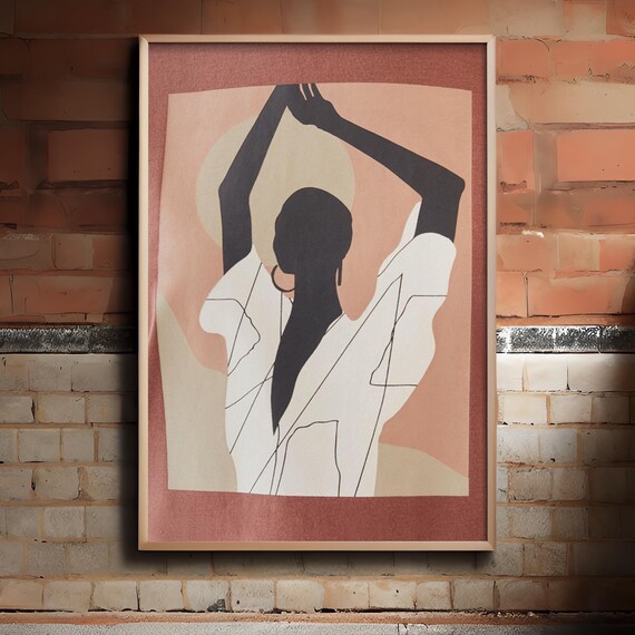 Abstract Woman Silhouette Canvas Print Boho Minimalist Wall Art