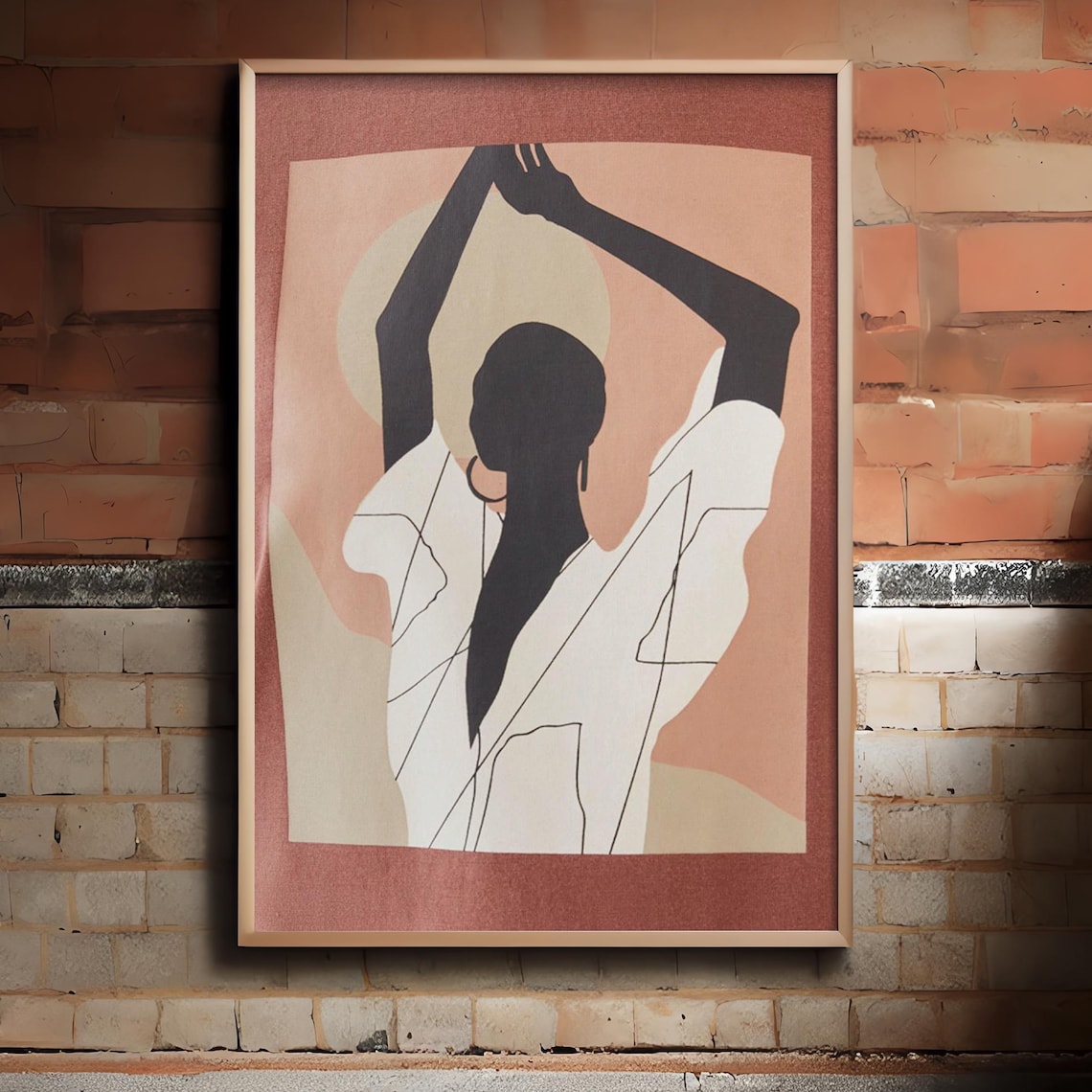 Boho Black Woman Silhouette Terracotta Sun Abstract Figure Poster