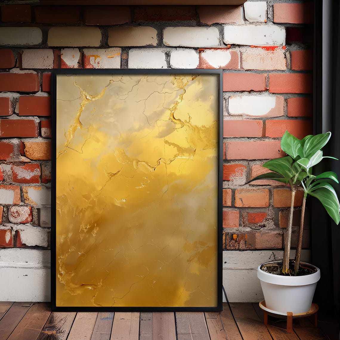 Golden Marble Texture Elegant Abstract Modern Decor Wall Art