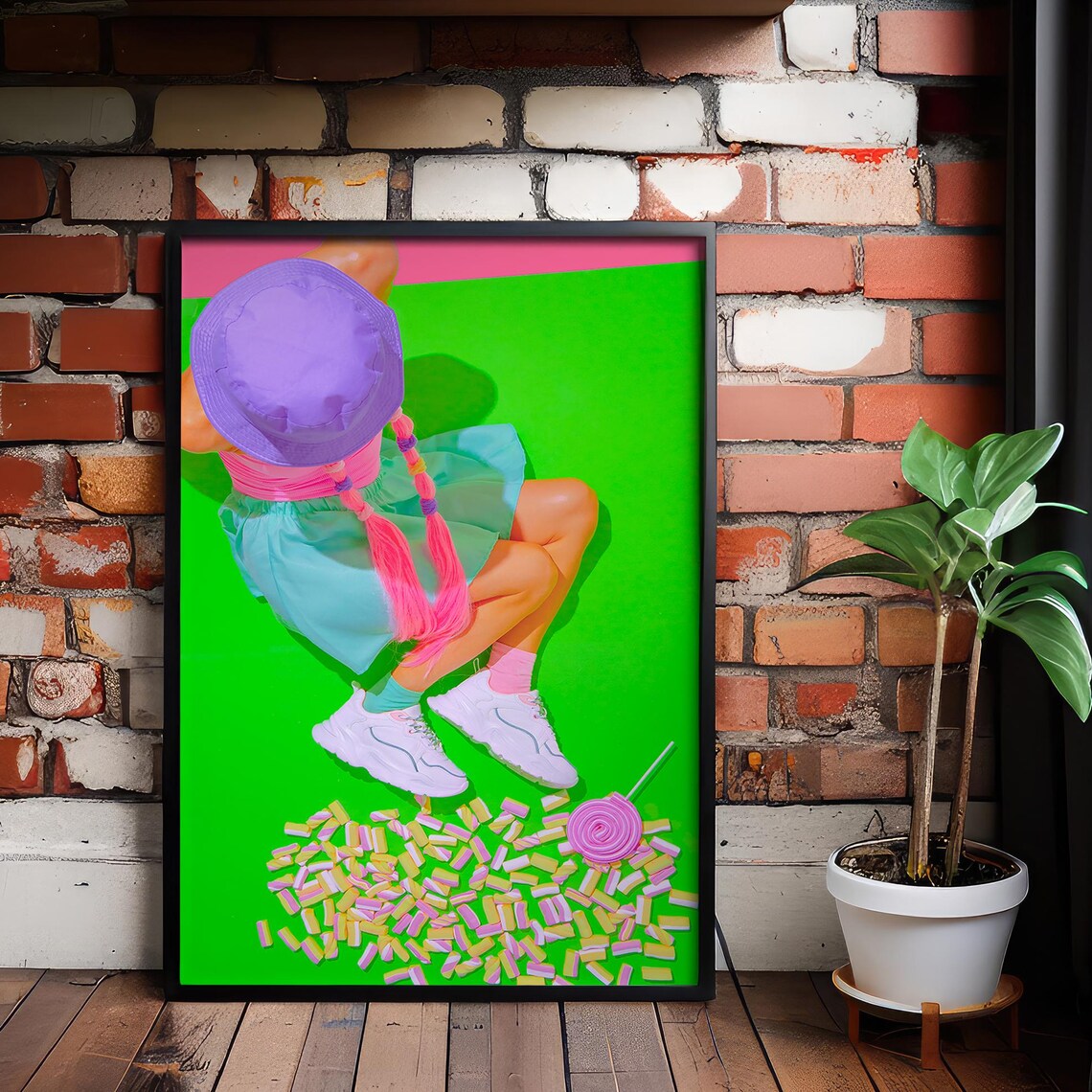 Y2K Pastel Candy Girl Bucket Hat Sweet Pop Photo Poster Art Decor