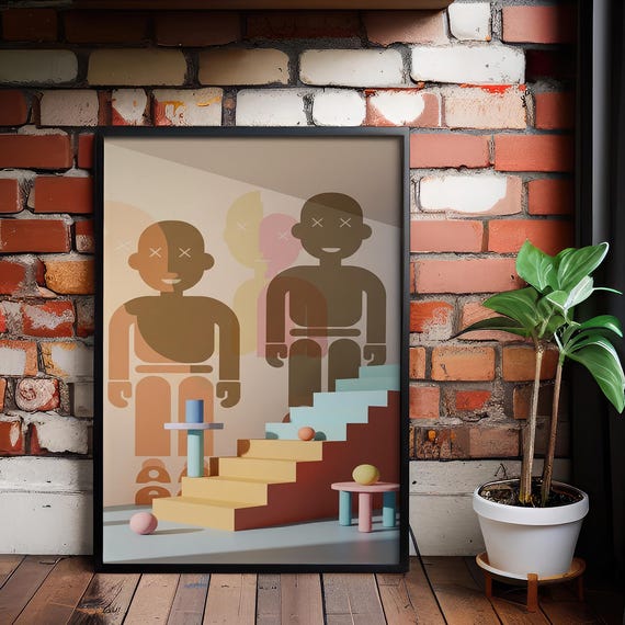 Pastel Abstract Nursery Art Playful Geometric Kids Room Decor