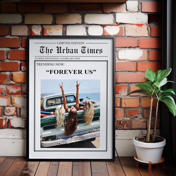Customizable Newspaper Style Friendship Print Modern Girly Room Decor