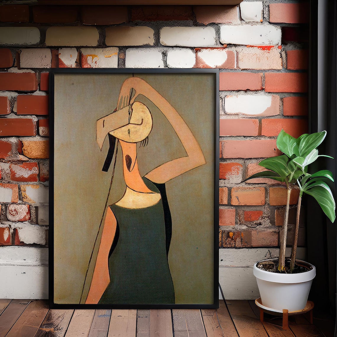 Cubist Woman Figure Abstract Modernist Portrait Painting Poster