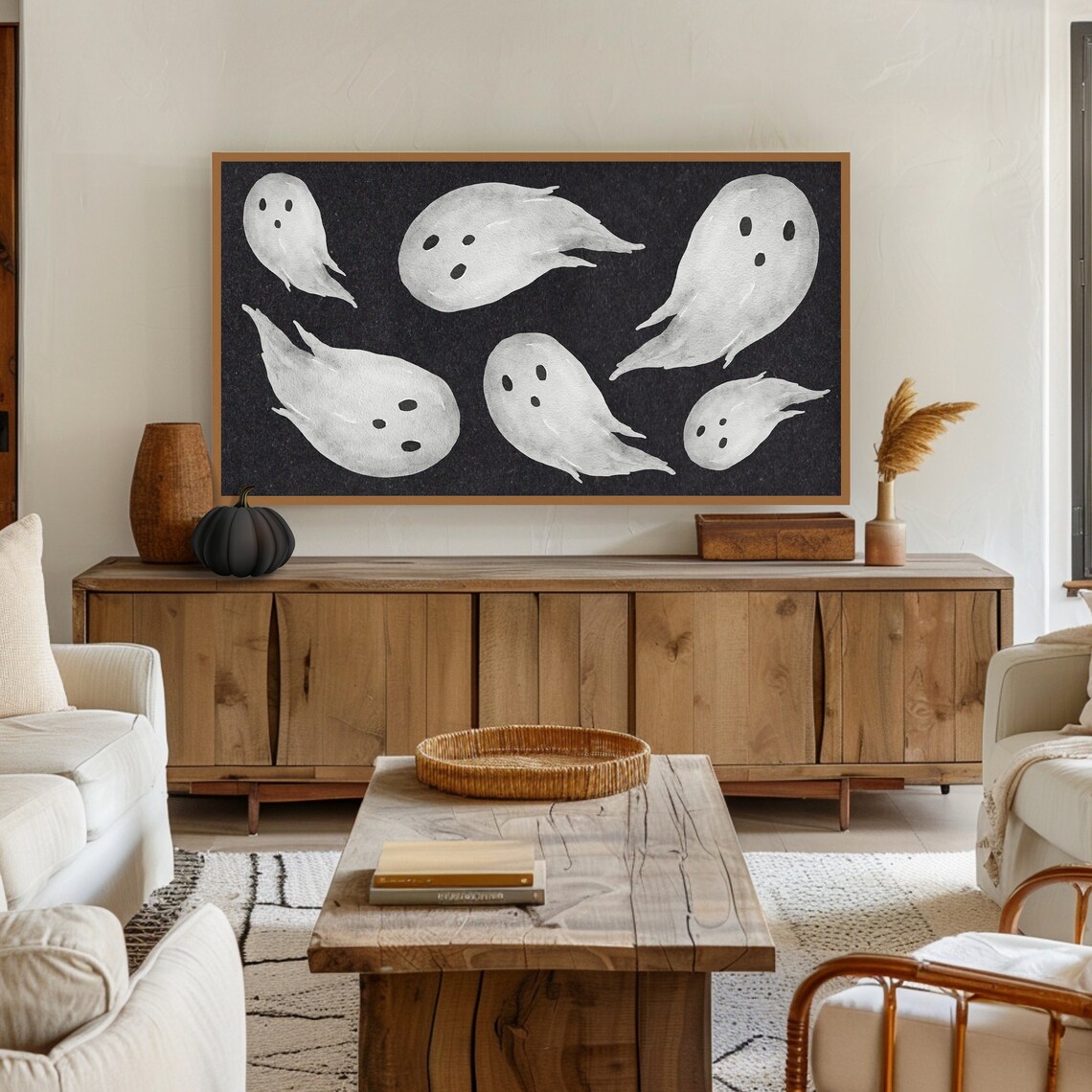 Halloween Ghost Watercolor Boho Art Print - Image 3