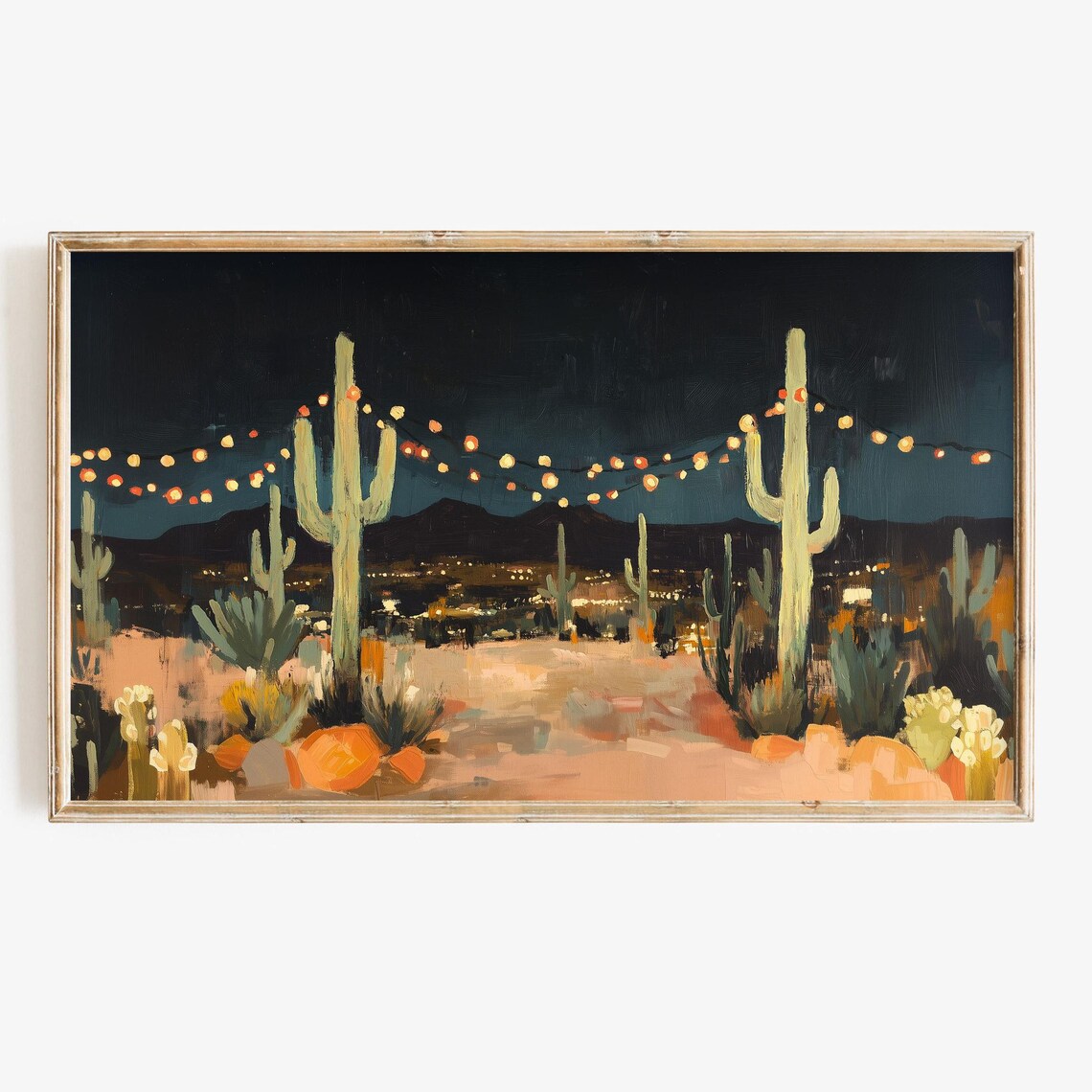 Western Christmas Cactus Winter Desert Landscape