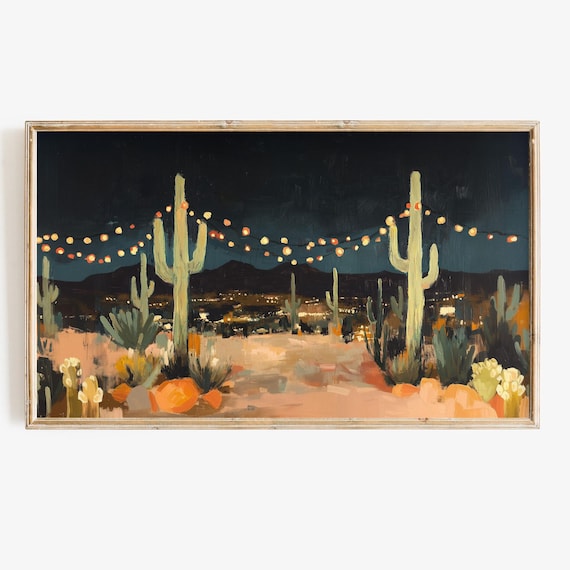 Western Christmas Cactus Winter Desert Landscape
