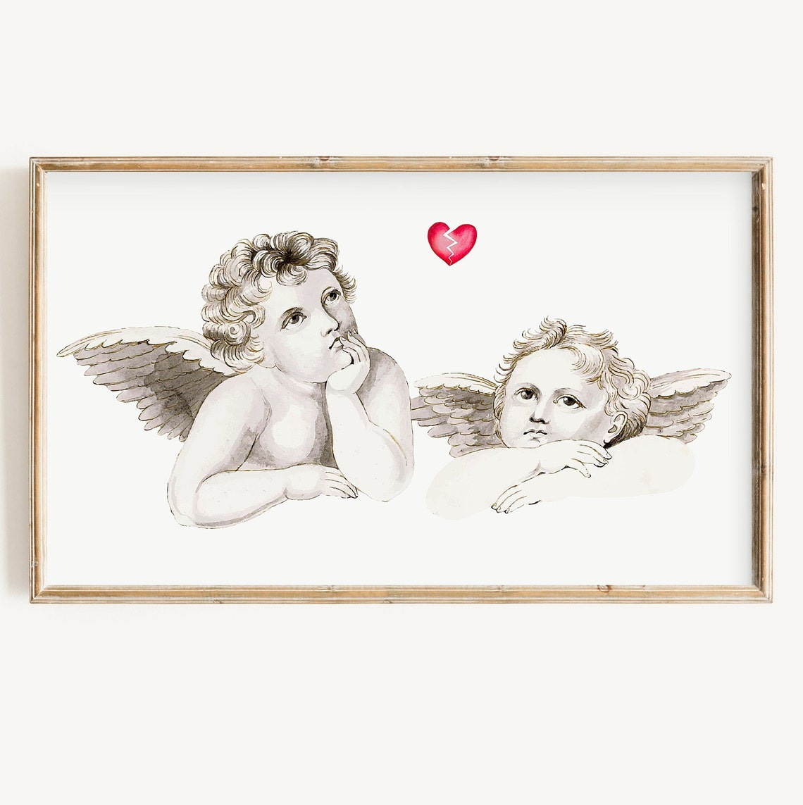 Vintage Cupid Cherubs Broken Heart Anti Valentine Spring Wall Poster