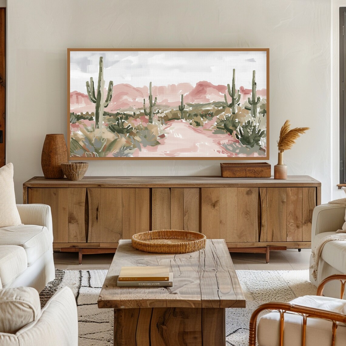 Southwest Desert Cactus Art Print, Soft Pastel Tonal - Image 3