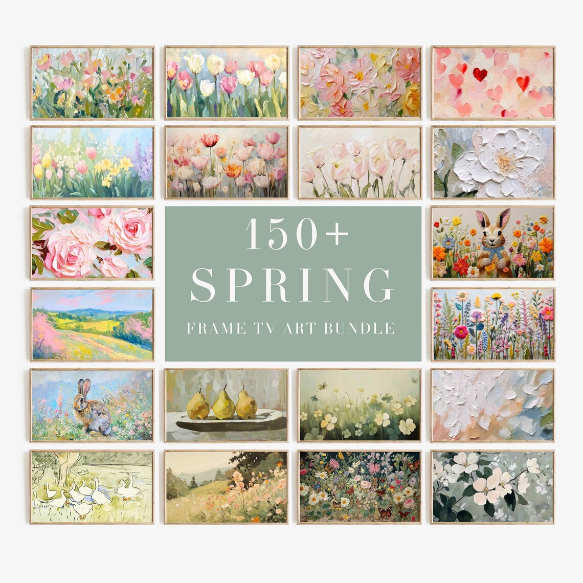 Spring Floral TV Background Bundle, Holiday Wall Art