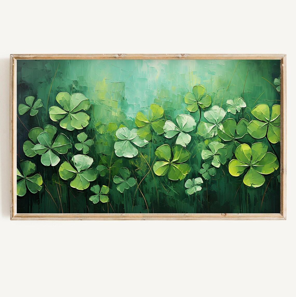 St Patricks Day Green Abstract Clover Art Print