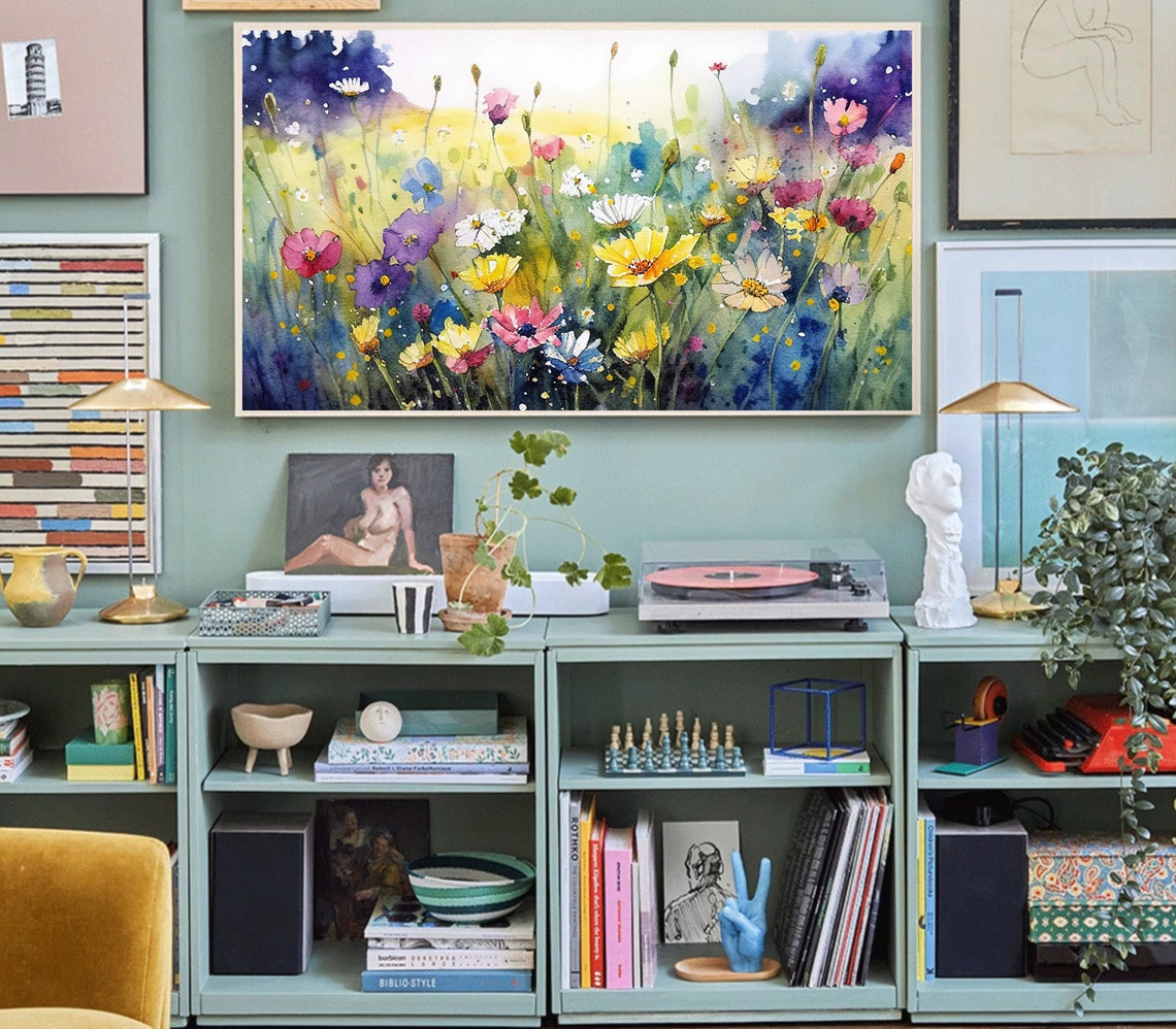 Watercolor Wildflower Meadow Daisy Cosmos Spring Garden Poster - Image 3