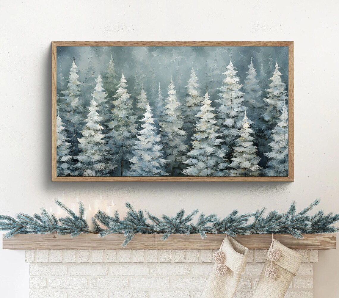 Vintage Winter Christmas Pine Tree Art Print - Image 3