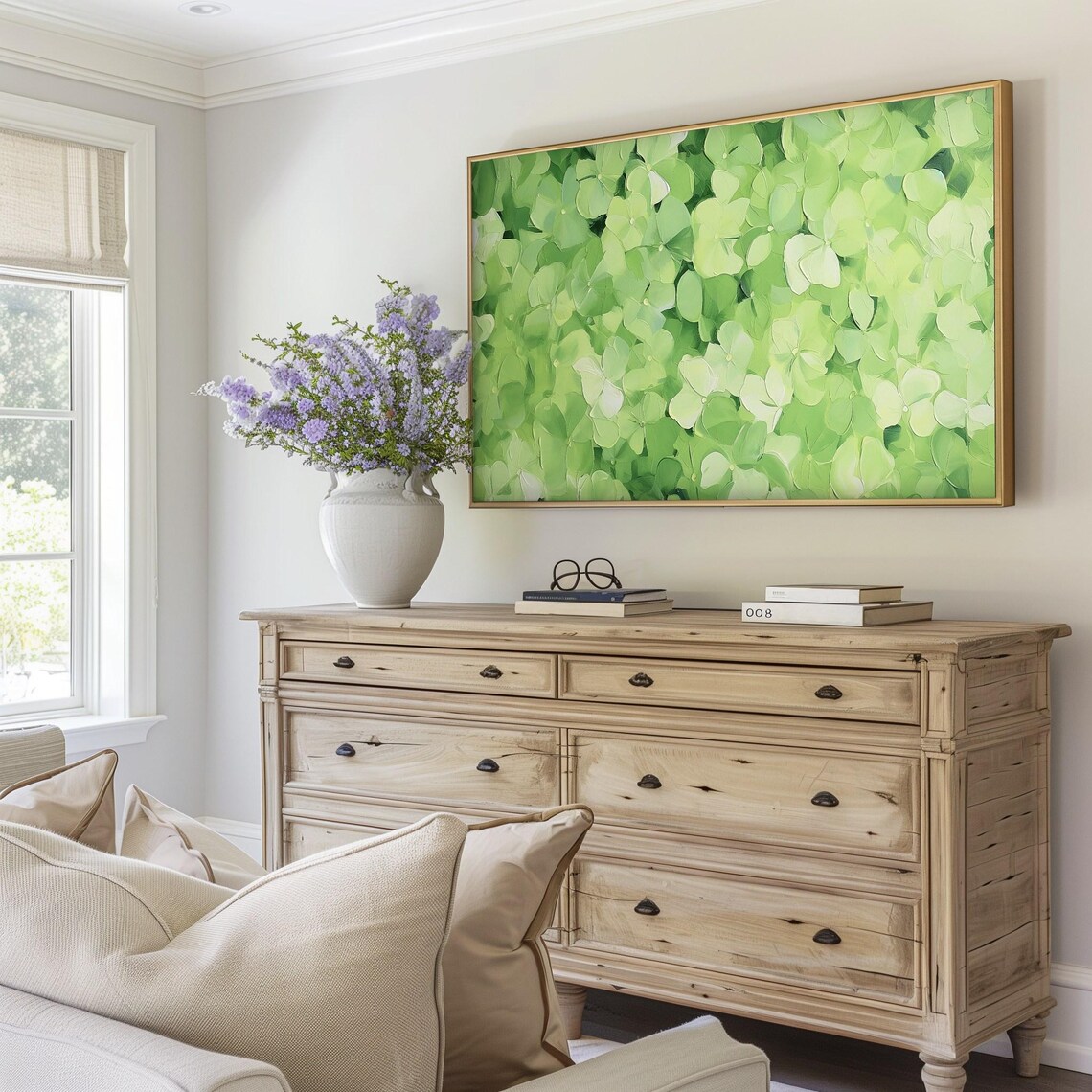 St. Patrick's Day Green Abstract Shamrock Art Print - Image 5