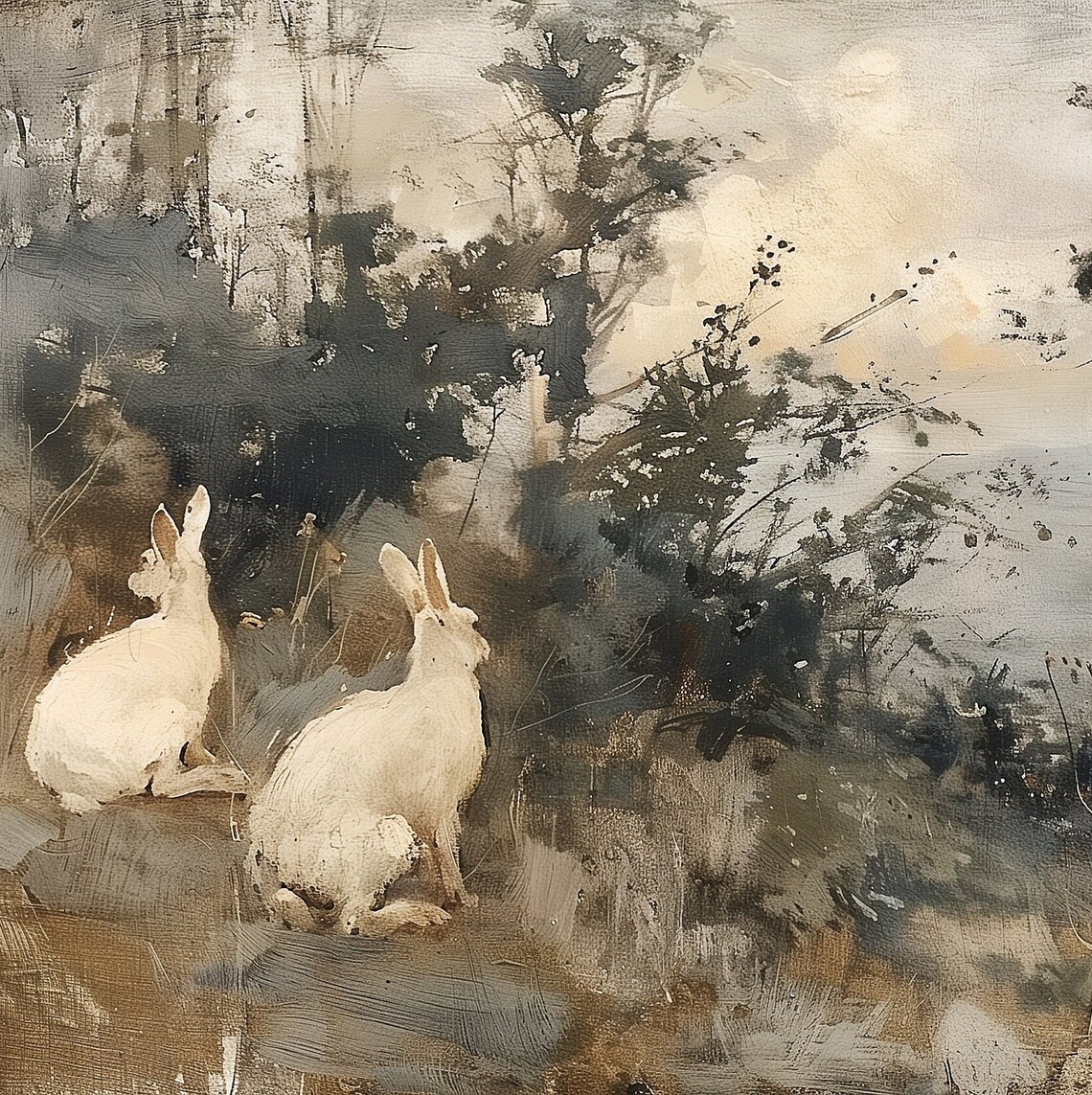 Vintage Easter Bunny, Rustic Spring TV Art - Image 5