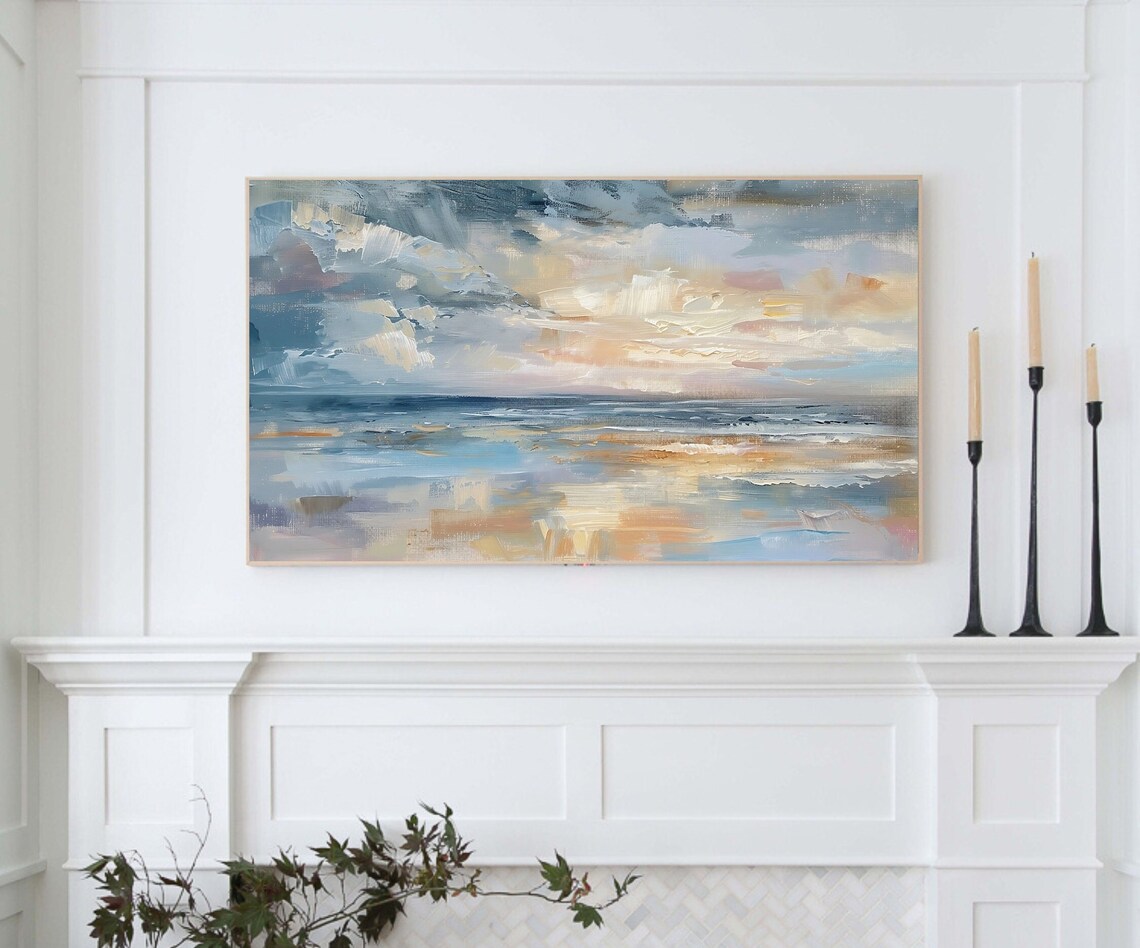 Coastal Summer Abstract Ocean Sunset Seascape Art Print - Image 3