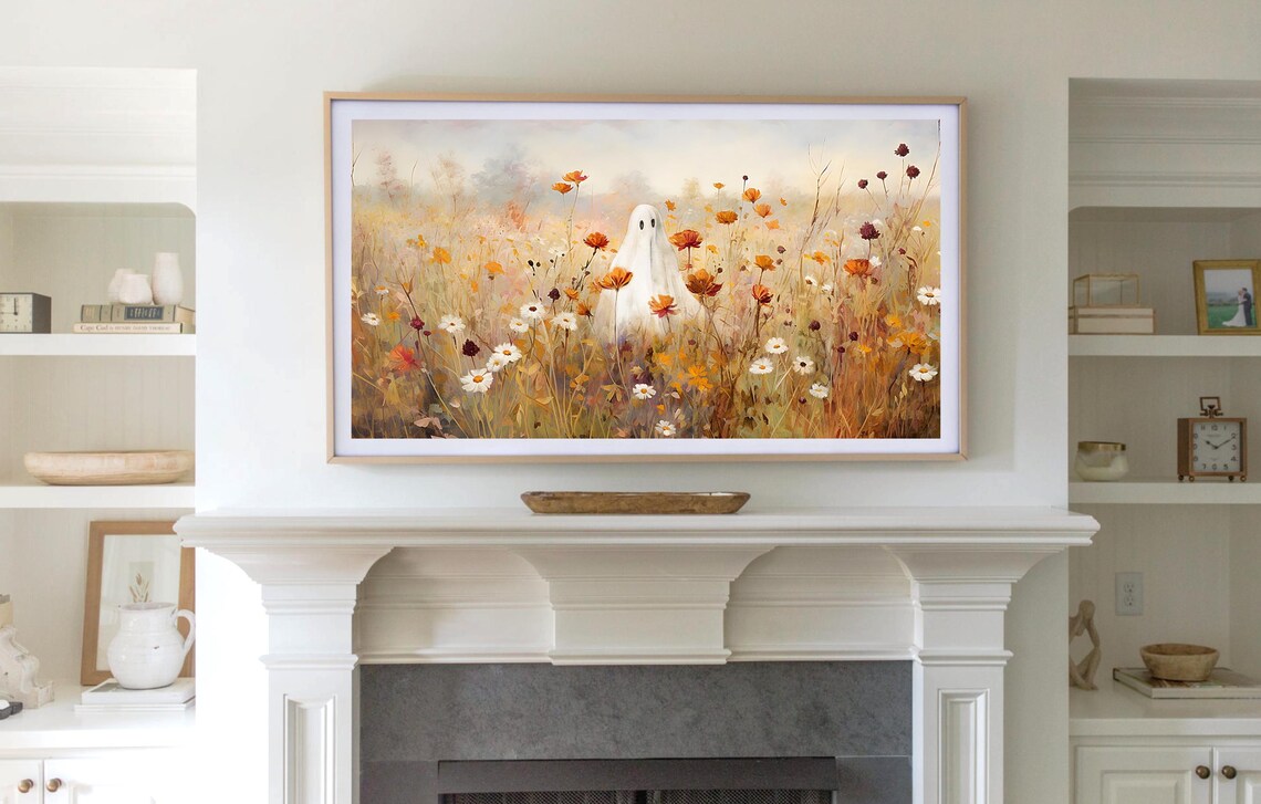 Halloween Ghost Wildflower Landscape Art Print - Image 3