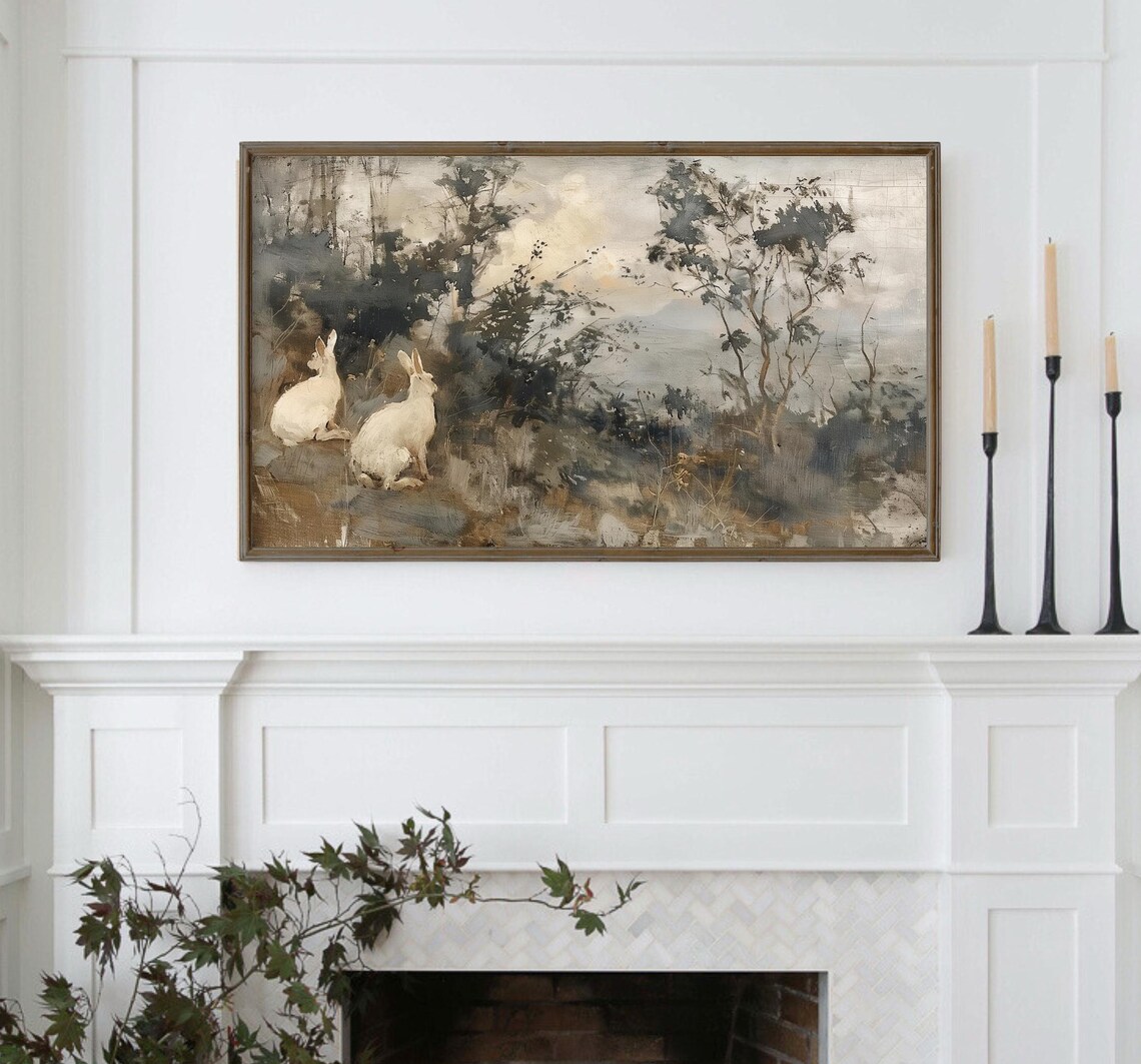 Vintage Easter Bunny, Rustic Spring TV Art - Image 4