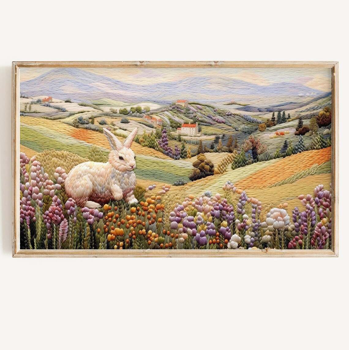 Easter Bunny Wildflower Spring Floral Textured Rabbit