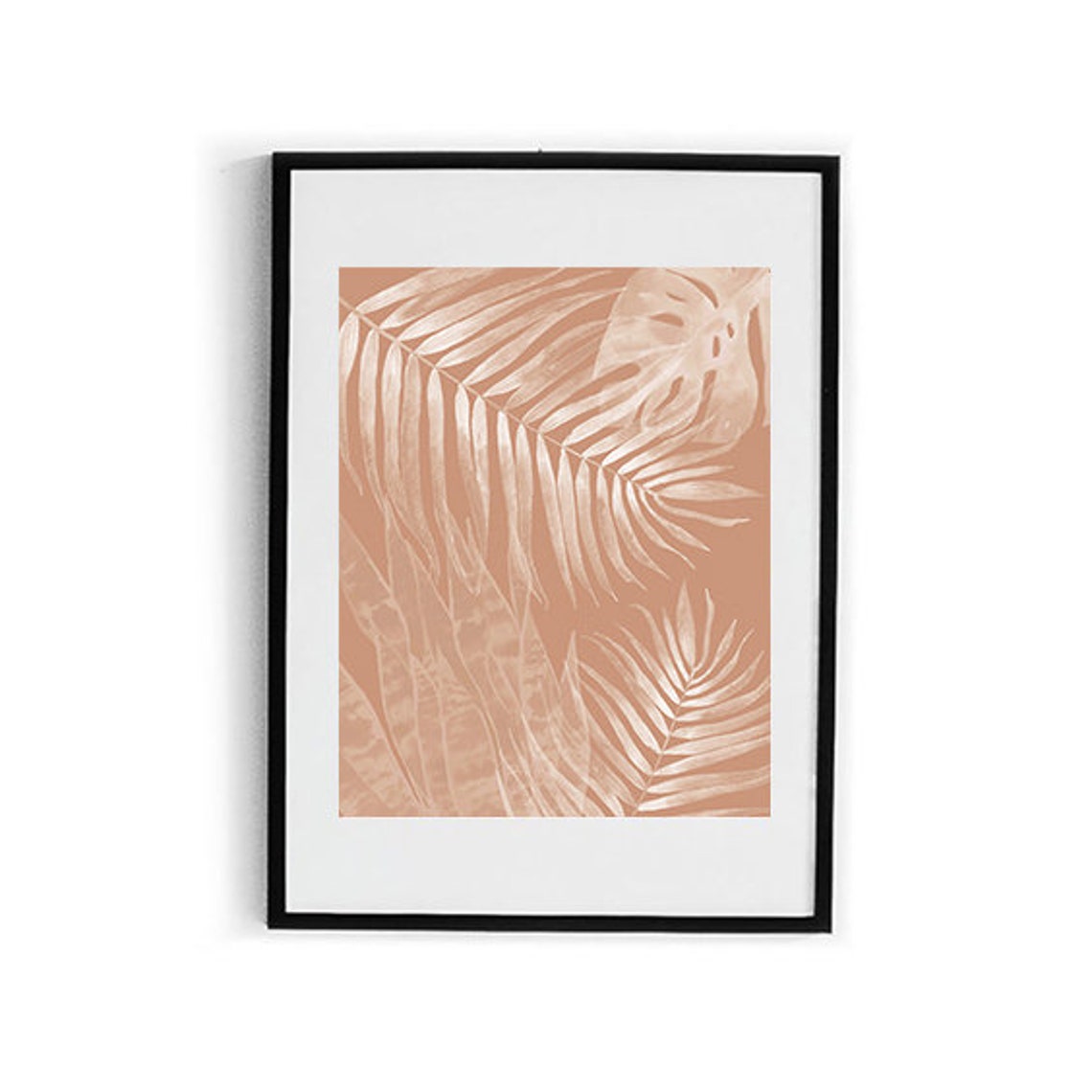 Coral White Tropical Palm Leaves Botanical Boho Minimalist Wall Poster - Image 2