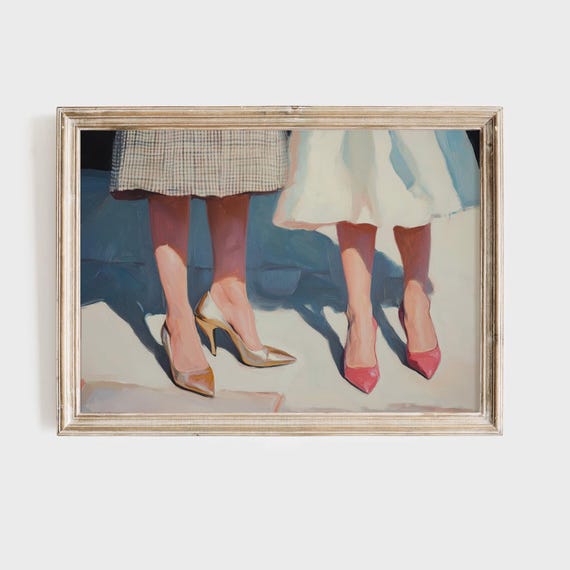Retro Fashion Art Print Women In Heels Mid Century Modern Wall Decor Vintage Style Illustration