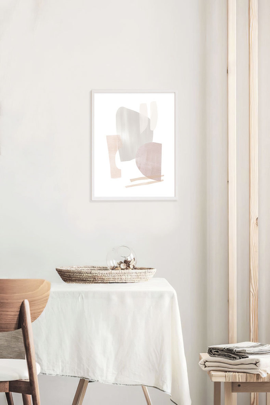 Blush Pink Gray Soft Abstract Organic Shapes Watercolor Poster - Image 2