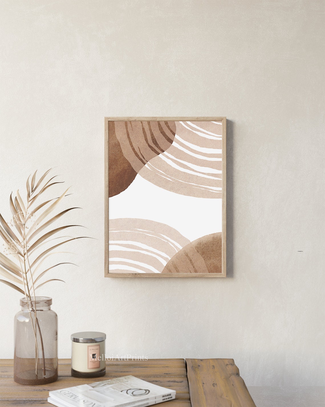 Curved Striped Arcs in Warm Brown Tones Abstract Boho Style Art Poster - Image 2