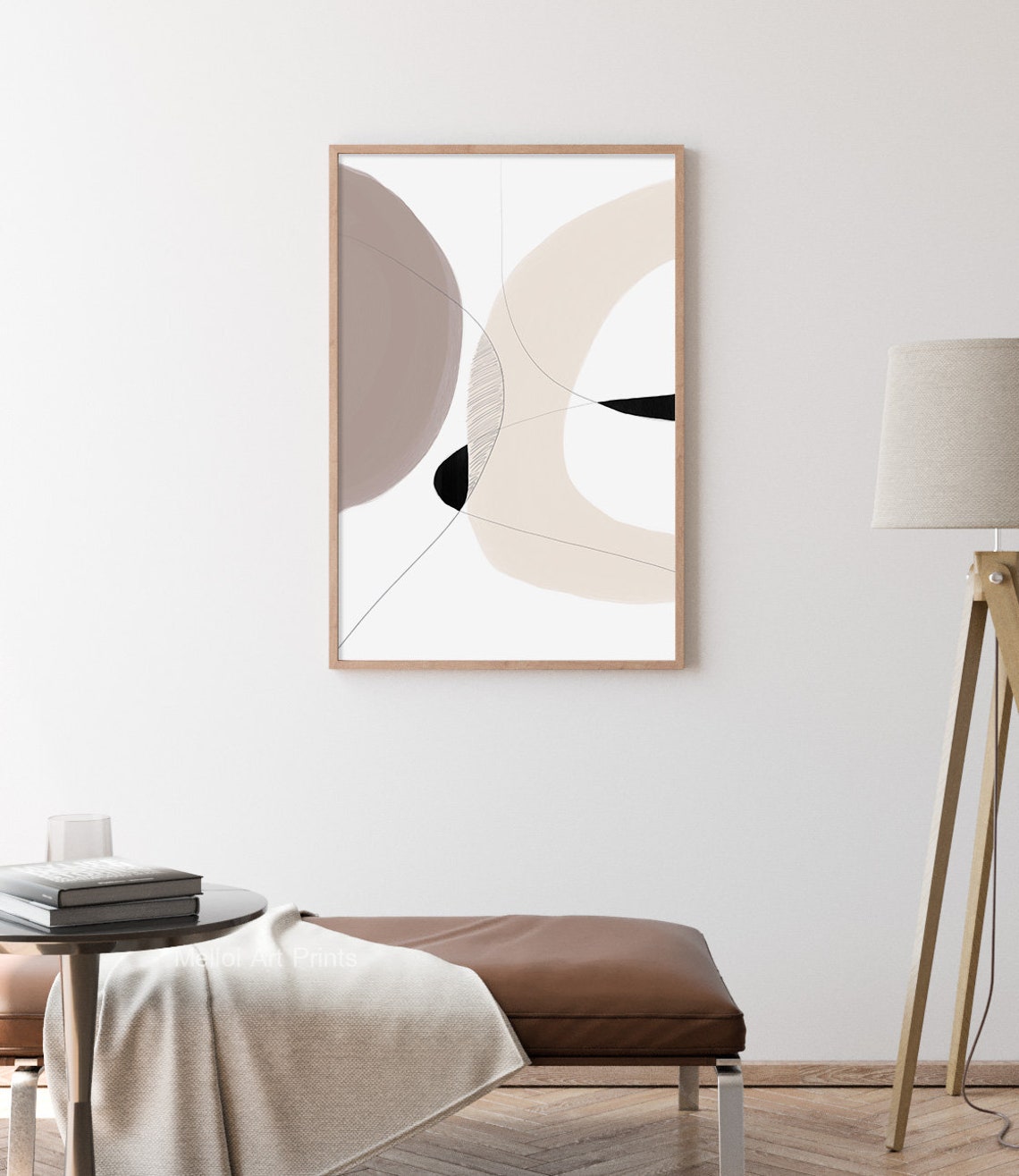 Neutral Abstract Curved Lines Beige Minimalist Modern Wall Art - Image 3